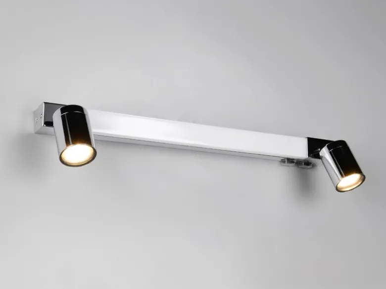 LED Bad Spiegelleuchte ENRICO mit Schalter und 2 Strahlern Chrom, Breite 60cm