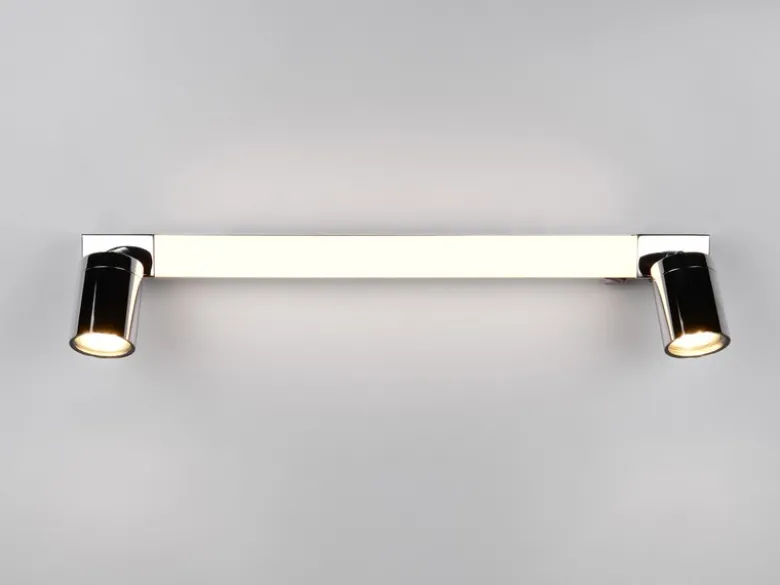 LED Bad Spiegelleuchte ENRICO mit Schalter und 2 Strahlern Chrom, Breite 60cm