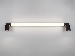 LED Bad Spiegelleuchte ENRICO mit Schalter und 2 Strahlern Schwarz Breite 90cm