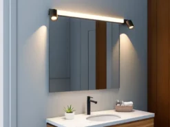 LED Bad Spiegelleuchte ENRICO mit Schalter und 2 Strahlern Schwarz Breite 90cm