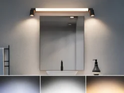 LED Bad Spiegelleuchte ENRICO mit Schalter und 2 Strahlern Schwarz Breite 90cm