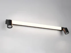 LED Bad Spiegelleuchte ENRICO mit Schalter und 2 Strahlern Schwarz Breite 90cm