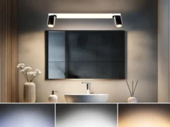 LED Bad Spiegelleuchte mit Schalter & 2 Spots Chrom inkl. GU10 LED, Breite 60cm