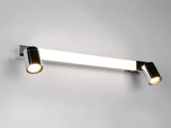 LED Bad Spiegelleuchte mit Schalter & 2 Spots Chrom inkl. GU10 LED, Breite 60cm