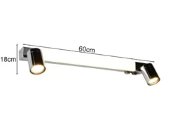 LED Bad Spiegelleuchte mit Schalter & 2 Spots Chrom inkl. GU10 LED, Breite 60cm