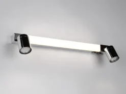 LED Bad Spiegelleuchte mit Schalter & 2 Spots Chrom inkl. GU10 LED, Breite 60cm