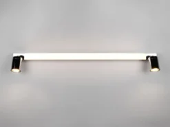 LED Bad Spiegelleuchte mit Schalter & 2 Spots Chrom inkl. GU10 LED, Breite 90cm