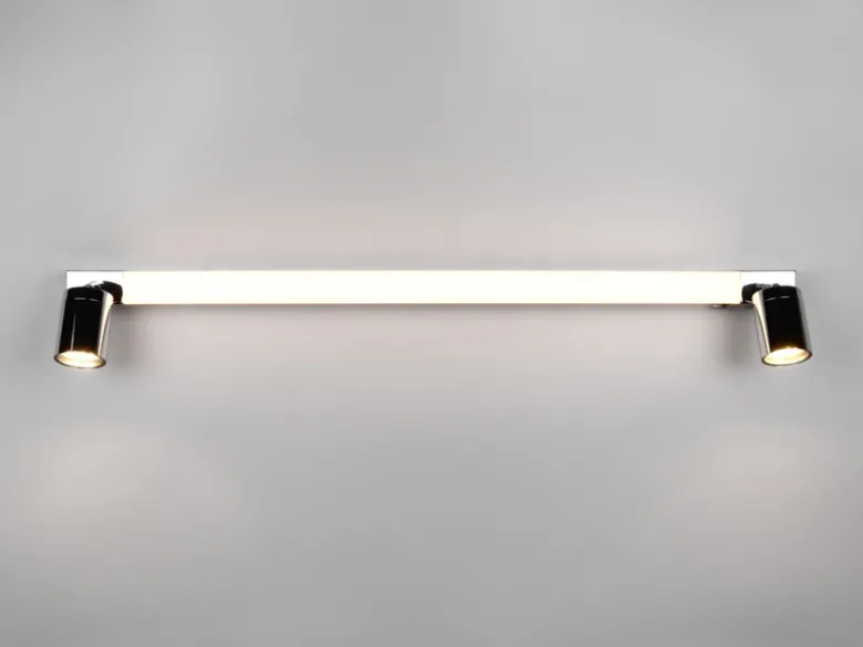 LED Bad Spiegelleuchte mit Schalter & 2 Spots Chrom inkl. GU10 LED, Breite 90cm