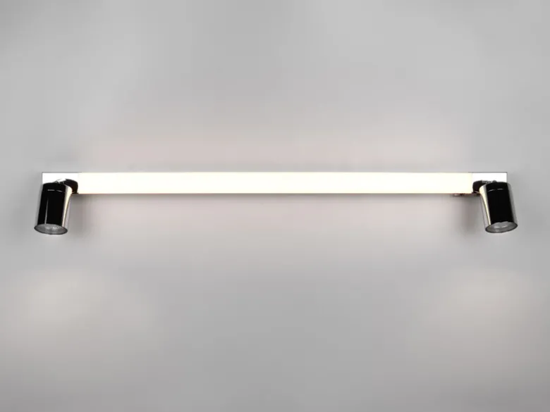 LED Bad Spiegelleuchte mit Schalter & 2 Spots Chrom inkl. GU10 LED, Breite 90cm