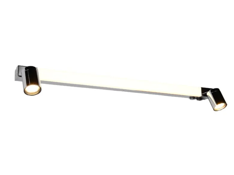 LED Bad Spiegelleuchte mit Schalter & 2 Spots Chrom inkl. GU10 LED, Breite 90cm