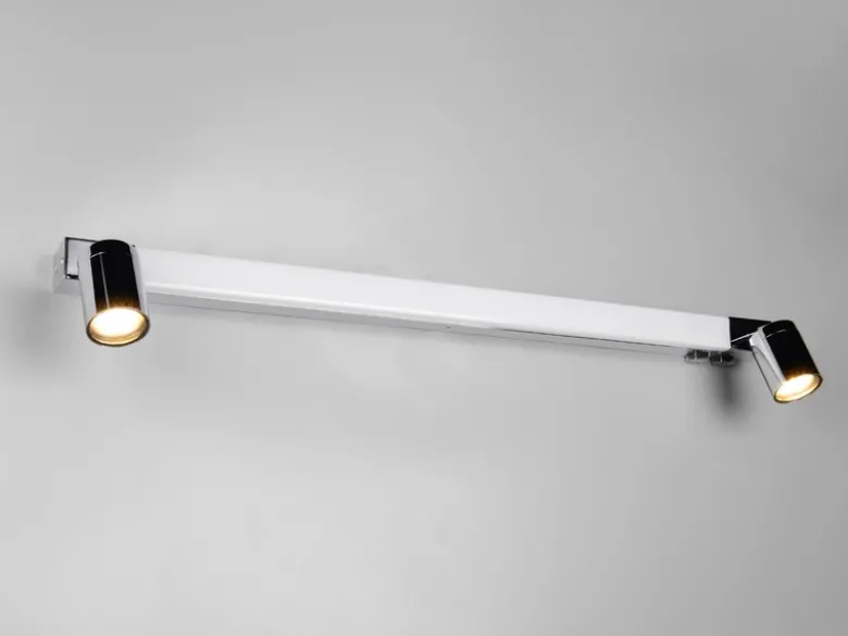 LED Bad Spiegelleuchte mit Schalter & 2 Spots Chrom inkl. GU10 LED, Breite 90cm