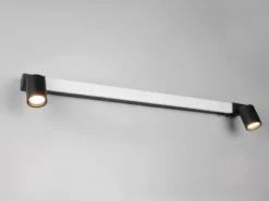 LED Bad Spiegelleuchte mit Schalter & 2 Spots Schwarz inkl. GU10 LED Breite 90cm