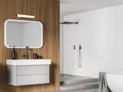 LED Bad Wandleuchte MATTIMO mit Schalter Schwarz - Spiegelleuchte, Breite 40cm