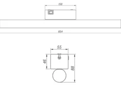 LED Bad Wandleuchte MATTIMO mit Schalter Schwarz - Spiegelleuchte, Breite 40cm