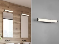 LED Bad Wandleuchte MATTIMO mit Schalter Schwarz - Spiegelleuchte, Breite 40cm