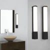 LED Bad Wandleuchten 2er Set mit Steckdose Schwarz - Spiegelleuchten, B: 41,5cm