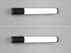 LED Bad Wandleuchten 2er Set mit Steckdose Schwarz - Spiegelleuchten, B: 41,5cm