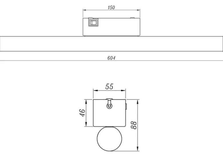 LED Bad Wandleuchten 2er Set mit Schalter Schwarz - Spiegelleuchten, Breite 60cm