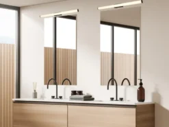 LED Bad Wandleuchten 2er Set mit Schalter Schwarz - Spiegelleuchten, Breite 80cm