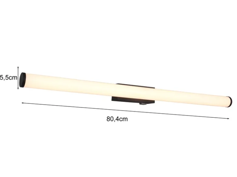 LED Bad Wandleuchten 2er Set mit Schalter Schwarz - Spiegelleuchten, Breite 80cm
