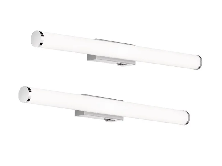 LED Bad Wandleuchten 2er Set mit Schalter Chrom - Spiegelleuchten, Breite 60cm