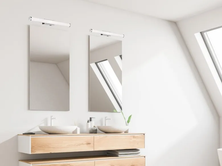 LED Bad Wandleuchten 2er Set mit Schalter Chrom - Spiegelleuchten, Breite 60cm