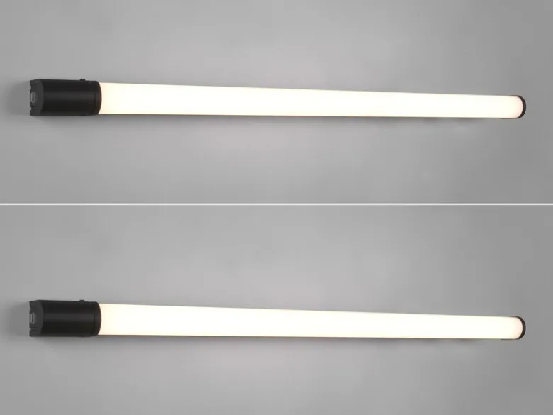 LED Bad Wandleuchten 2er Set mit Steckdose Schwarz - Spiegelleuchten, B: 119cm