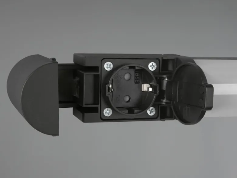 LED Bad Wandleuchten 2er Set mit Steckdose Schwarz - Spiegelleuchten, B: 119cm