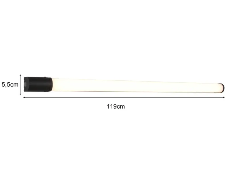 LED Bad Wandleuchten 2er Set mit Steckdose Schwarz - Spiegelleuchten, B: 119cm