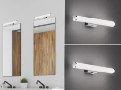 LED Bad Wandleuchten 2er Set mit Schalter Chrom - Spiegelleuchte, Breite 40cm
