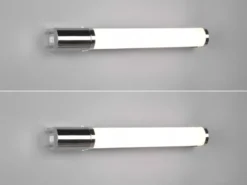 LED Bad Wandleuchten 2er Set mit Steckdose Chrom - Spiegelleuchten, B: 41,5cm