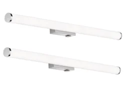 LED Bad Wandleuchten 2er Set mit Schalter Chrom - Spiegelleuchten, Breite 80cm