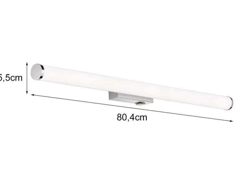 LED Bad Wandleuchten 2er Set mit Schalter Chrom - Spiegelleuchten, Breite 80cm