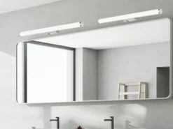 LED Bad Wandleuchten 2er Set mit Schalter Chrom - Spiegelleuchten, Breite 80cm