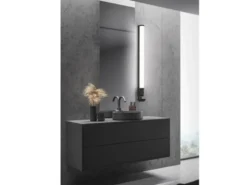 LED Bad Wandleuchte PIERA mit Steckdose Schwarz - Spiegelleuchte, Breite 119cm