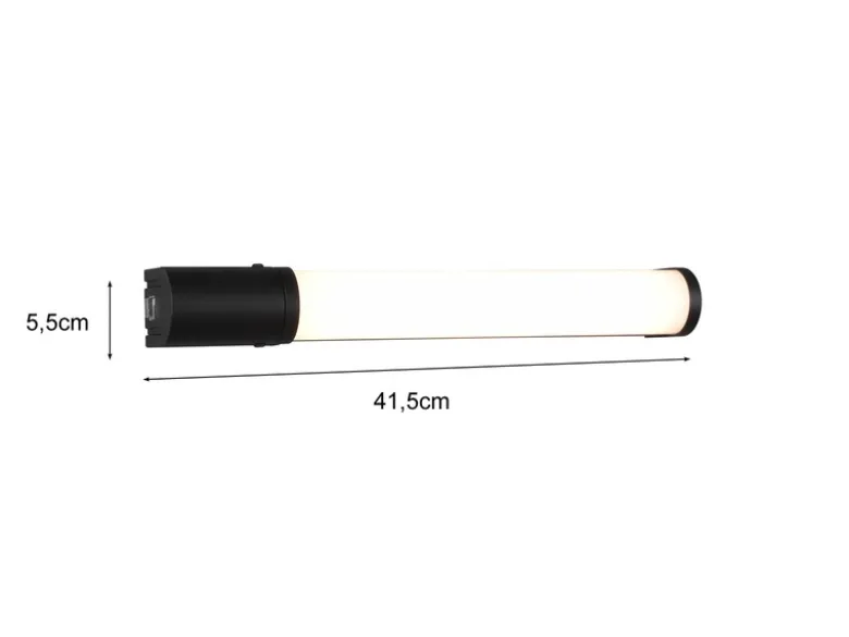LED Bad Wandleuchte PIERA mit Steckdose Schwarz - Spiegelleuchte, Breite 41,5cm