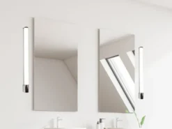 LED Bad Wandleuchte PIERA mit Steckdose Chrom - Spiegelleuchte, Breite 79cm