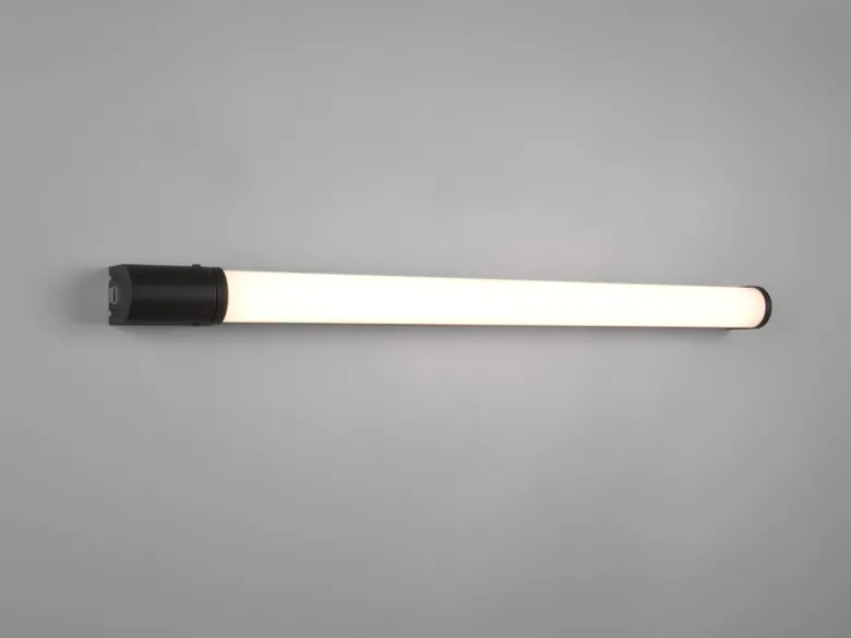 LED Bad Wandleuchte PIERA mit Steckdose Schwarz - Spiegelleuchte, Breite 79cm