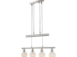 LED Balkenpendelleuchte ELLIOT 4-flammig, höhenverstellbar bis 160cm, B: 60cm