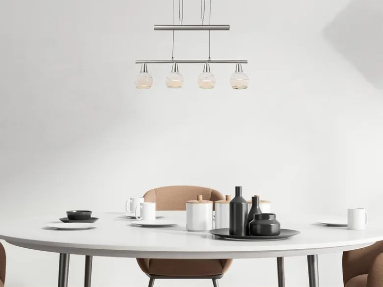 LED Balkenpendelleuchte ELLIOT 4-flammig, höhenverstellbar bis 160cm, B: 60cm