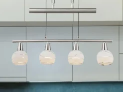 LED Balkenpendelleuchte ELLIOT 4-flammig, höhenverstellbar bis 160cm, B: 60cm