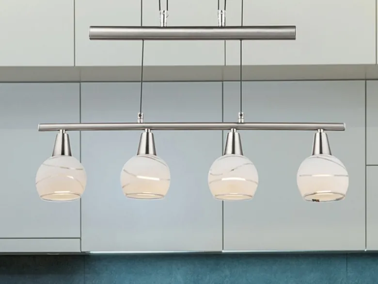LED Balkenpendelleuchte ELLIOT 4-flammig, höhenverstellbar bis 160cm, B: 60cm