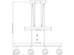 LED Balkenpendelleuchte ELLIOT 4-flammig, höhenverstellbar bis 160cm, B: 60cm