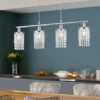LED Balken Pendelleuchte 4-flammig mit Acryl Kristall Behang, Breite 80cm