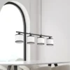 LED Balkenpendelleuchte 4-flammig mit Stoffschirmen Schwarz/Weiß, Breite 75cm