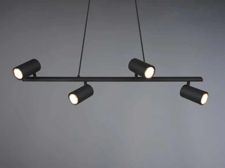 LED Balkenpendelleuchte 4-flammig in Schwarz, Breite 80cm
