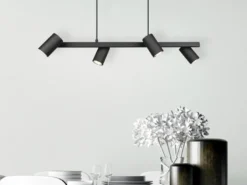 LED Balkenpendelleuchte 4-flammig in Schwarz, Breite 80cm