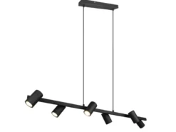 LED Balkenpendelleuchte 6-flammig lang in Schwarz, Breite 115cm