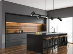 LED Balkenpendelleuchte 6-flammig lang in Schwarz, Breite 115cm