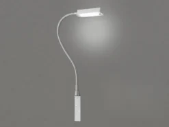 LED Bettlampe RAIK Silber zum Anschrauben, mit Stecker, dimmbar, Breite 3cm